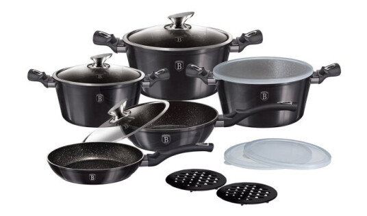 Berlinger Haus Bh/6886 Mixed Set Grå Aluminium Marmor Sort Ergonomisk Mykt Grep Berlinger Haus Bh/6886 Mixed Set Grå Aluminium Marmor Sort Ergonomisk Mykt Grep