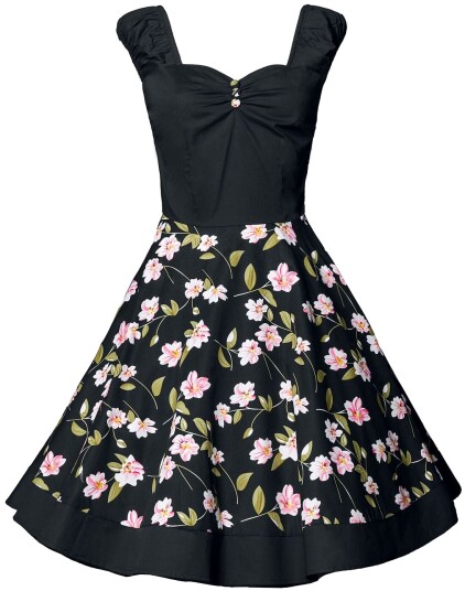 Belsira Rockabilly Middellang kjole Vintage Kleid M til 4XL Damer svart Belsira Rockabilly Middellang kjole Vintage Kleid M til 4XL Damer svart