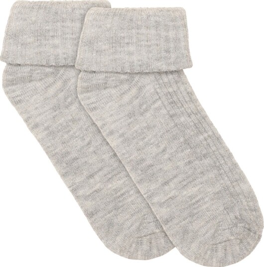Minymo Baby 2X2 Rib Wool Socks 2 Pack   LIGHT GREY MELANGE   19\22