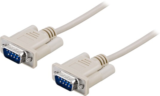 Deltaco DB9 Seriell Kabel 2m Hvit - Hankjønn/Hankjønn