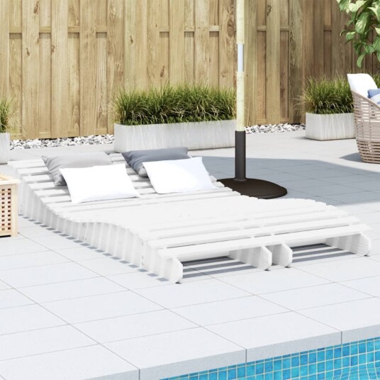  Solsenger 2 stk hvit 205x60x31,5 cm heltre furu 832575