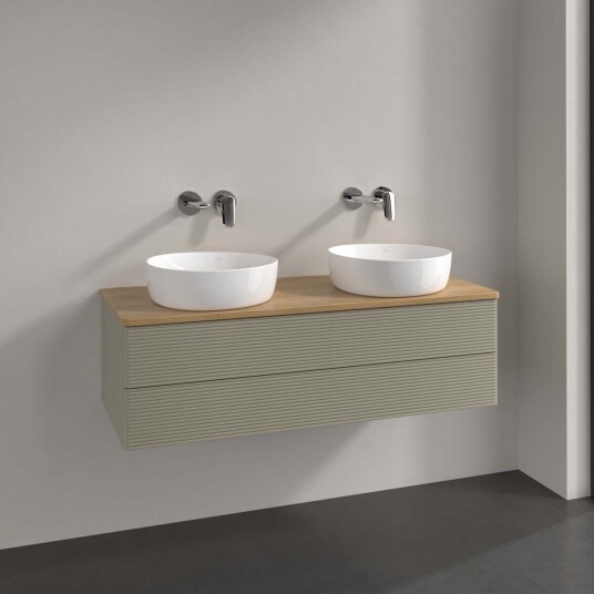 Villeroy & Boch Antao Servantskap med 2 skuffer 120x50x36 cm u/lys Steingrå/Eik