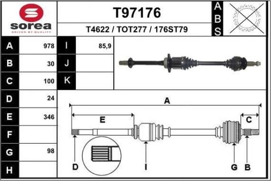 EAI T97176 Drivaksel EAI T97176 Drivaksel