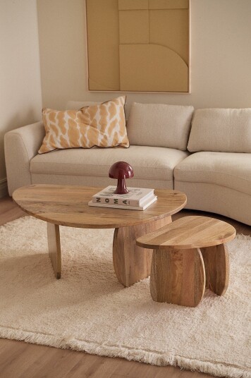 Ellos Home Salongbord Mushroom sett med 2 stk Natur