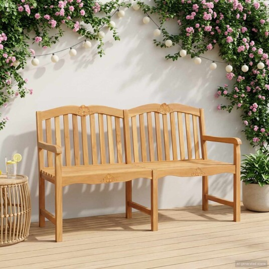 Håndlaget Rosebenk Naturlig 150 x 60,5 x 95 cm Massivt Teaktre