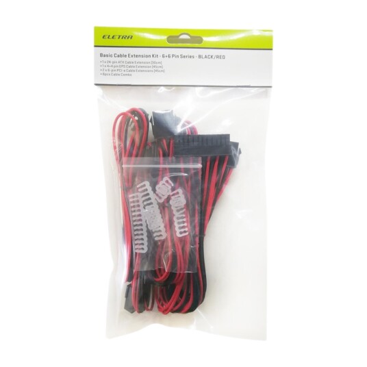 Eletra kabelforlenger Sett 6+6 Pin sort/rød