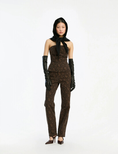 ROTATE Birger Christensen Printed Straight Jeans - Brown - 29