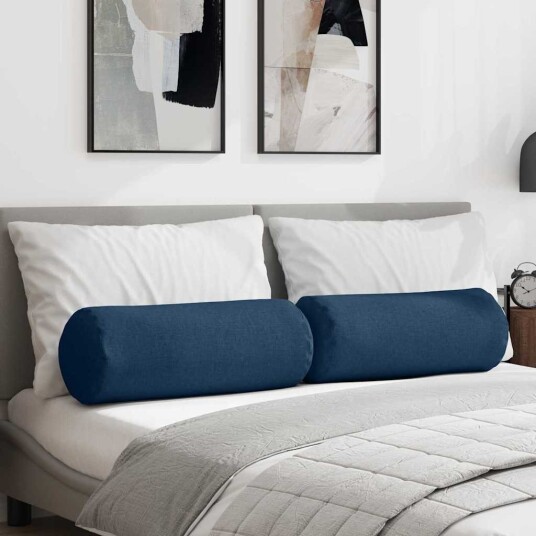Bolster puter 2 pcs Blå Ø 25 x 70 cm stoff