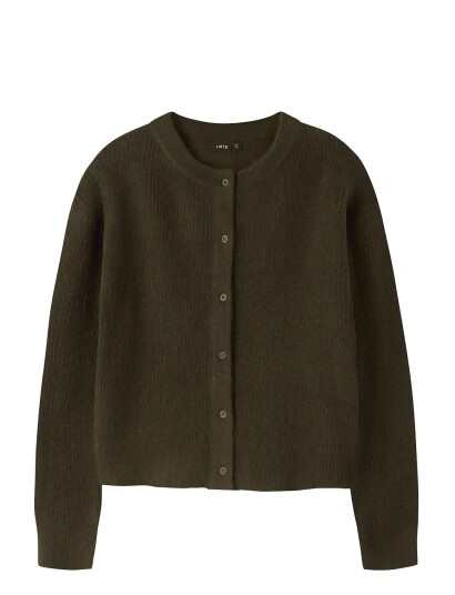 LMTD Nlfkleave Ls Short Knit Cardigan Khaki green 170 176