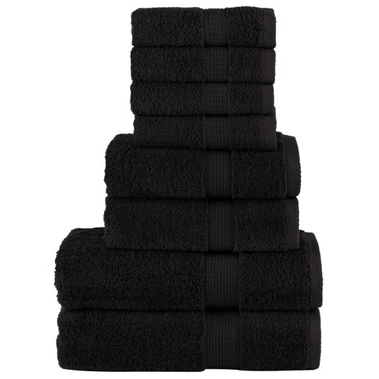  Premium håndklesett 8 deler SOLUND svart 600 g/m2