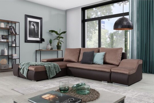 Seksjon Eltap Ontario 295x200x82 cm Monolith 09 Soft 66 Mørk Beige Mørk Brun Venstre