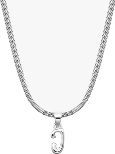 Who Is She Bone Letter Necklace Silver Sølv ONE SIZE