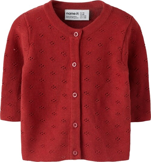 Name It Cardigan Strikk NbfPfie Mursteinsrød Name It 74 Cardigan