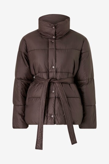 Gina Tricot Pufferjakke Belted Puffer Brun