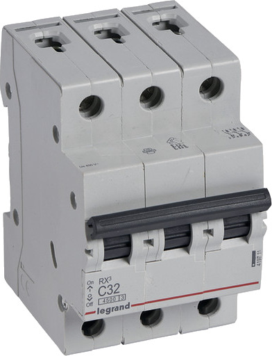 Legrand 4 stk RX³ MCB automatsikring C32 3P 3M 4,5kA