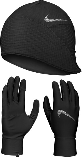 Nike Essential Running Hat And Glove Set Women Black/Black/Silver XS/S Nike Essential Running Hat And Glove Set Women Black/Black/Silver XS/S