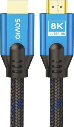 Savio Hdmi M V2.1 Cable 5M 8K Copper Blue Black Golden Tips Cl 169 5 M Hdmi Type A Standard Hdmi Type A Standard 3D Sort Blå