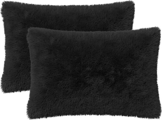vidaXL Putetrekk 2 pcs HEERLEN Svart 40 x 60 cm PV Fleece
