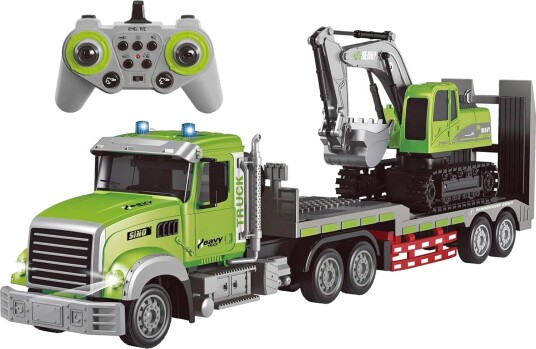 Speed Car 1:12 R/C Gravemaskinlastebil med Lys - 2-i-1 Speed Car 1:12 R/C Gravemaskinlastebil med Lys - 2-i-1