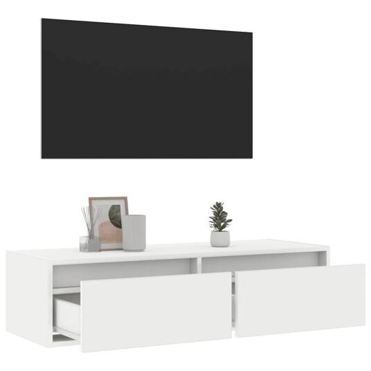 TV-benk med LED-lys hvit 100X35,5x25 cm 8721158663511
