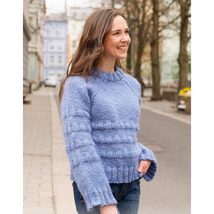 Blueberry Harvest by DROPS Design Genser Strikkeoppskrift str S XXXL
