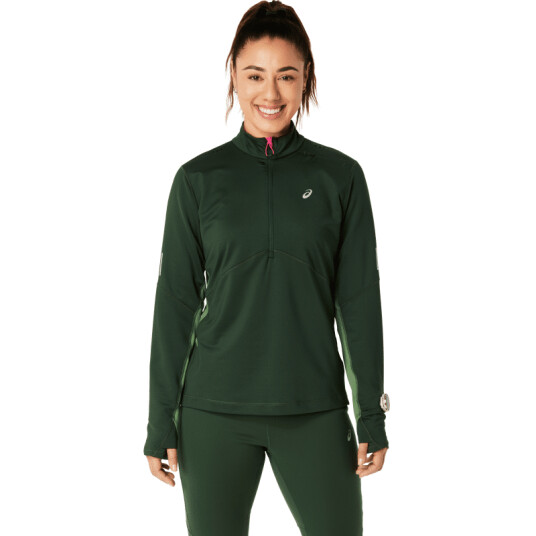 Asics Women's Winter Run 1/2 Zip Mid Layer XL, Rain Forest/Cedar Green