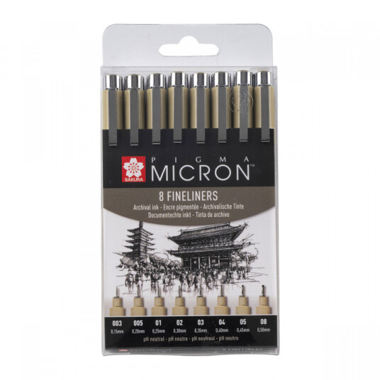 Sakura Pigma Micron Fineliner 8-set Black