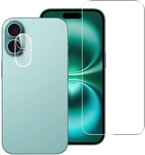 INCOVER iPhone 17 2 i 1 Beskyttelsessett m. Herdet Skjermbeskyttelsesglass & 2 stk Kameralinsebeskyttelsesfilm Gjennomsiktig