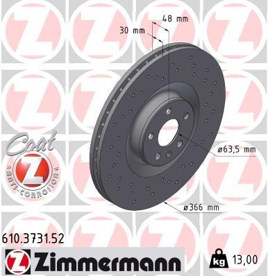 Bremseskive ZIMMERMANN 610.3731.52