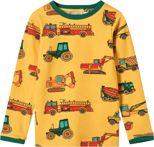 Småfolk Elstar Long Sleeved Top With Vehicles Yellow 122 128