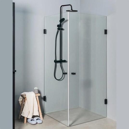 Sanipro Focus Fastvegg - Pris pr stk Svart Matt / 90cm Klart Glass