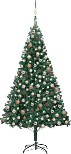 vidaXL Kunstig juletre med LED og kulesett 240 cm grønn