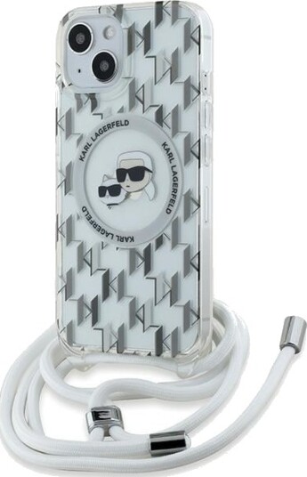 Karl Lagerfeld IML Crossbody Monogram Karl & Choupette Head MagSafe Case for iPhone 15 / 14 / 13 Transparent