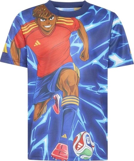 adidas T skjorte Lamine Yamal Anime Blå Barn størrelse 164 cm