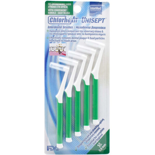 Chlorhexil Unisept Interdentalbørster 5 pcs. SS 0,8 mm Chlorhexil Unisept Interdentalbørster 5 pcs. SS 0,8 mm