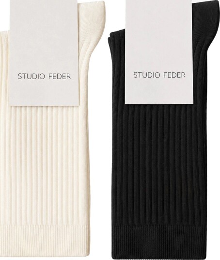 STUDIO FEDER Minna Sock 2 Pack BROKEN WHITE / BLACK 39 41