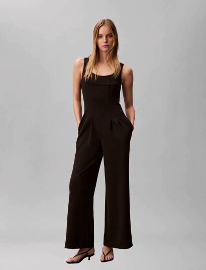 Calvin Klein Scuba Crepe Sl Jumpsuit Black M