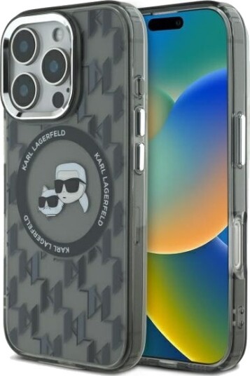 Karl Lagerfeld IML Monogram iPhone 16 Pro Deksel med MagSafe - Svart