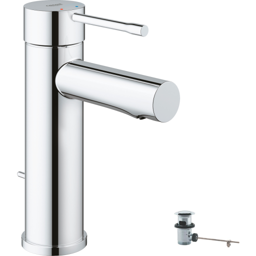 Grohe Essence 1-greps servantbatteri Liten modell, med bunnventil, Krom Grohe Essence 1-greps servantbatteri Liten modell, med bunnventil, Krom
