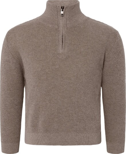 Mango Knitted Sweater With Perkins Neck Brown 3 4