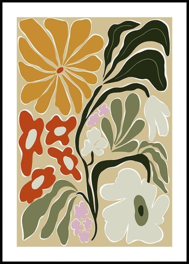 Mid Century Floral Fantasy Plakat Plakat / 40x50cm
