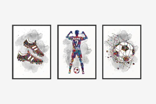 Personlig plakat – Fotballdrømmer / Sett med 3 Personlig plakat – Fotballdrømmer / Sett med 3