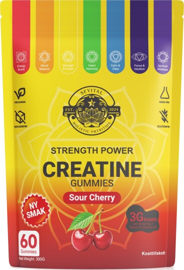 Sevital Kreatin Gummies Sour Cherry 60 stk Sevital Kreatin Gummies Sour Cherry 60 stk