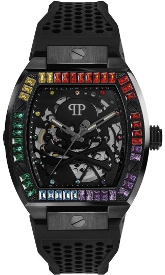 Philipp Plein Herreklokke PWBAA0621 The Skeleton Sort/Gummi Ø44 mm Philipp Plein Herreklokke PWBAA0621 The Skeleton Sort/Gummi Ø44 mm