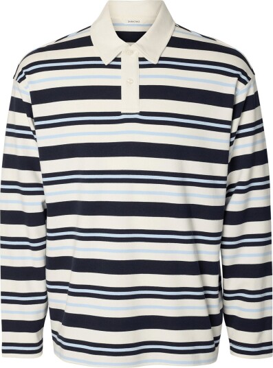 Selected Slmrelaxjack Stripe Ls Polo Cream M