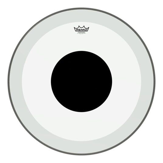 Remo P3-1324-10 Bass Powerstroke 3 Clear 24" Diameter No Stripe Top Svart Dot