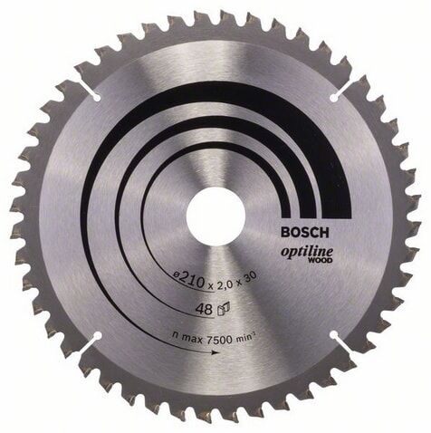 Bosch 210 mm Optiline Wood Sirkelsagblad med 48 Tenner og 2.0 mm Bredde Bosch 210 mm Optiline Wood Sirkelsagblad med 48 Tenner og 2.0 mm Bredde