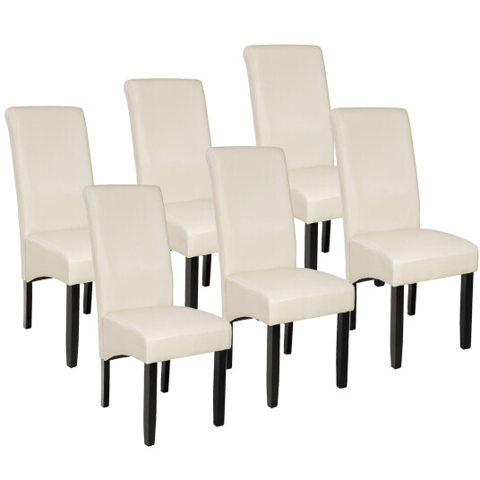 tectake 6 spisestuestoler ergonomisk - krem