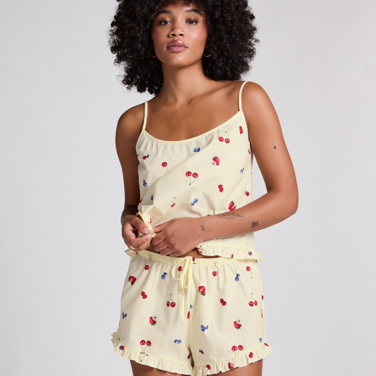 Hunkemöller Short Woven Ruffle shorts gul Størrelse: S Kvinner