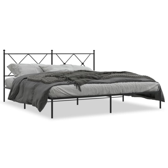  Sengeramme i metall med sengegavl svart 183x213 cm 8721012373914